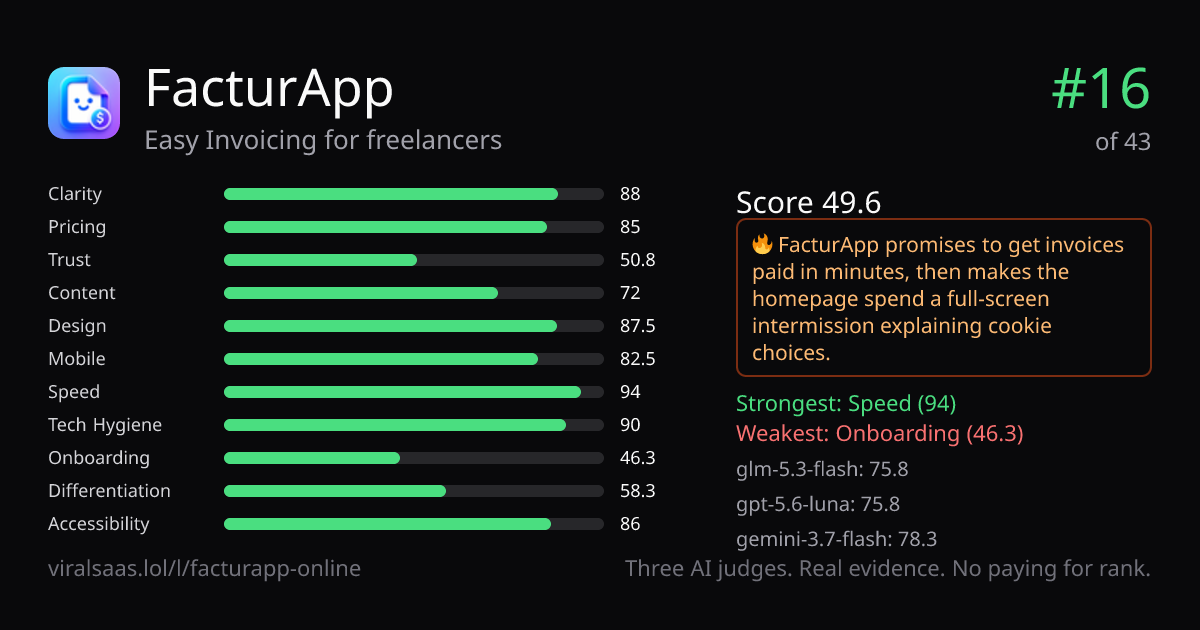 FacturApp verdict card