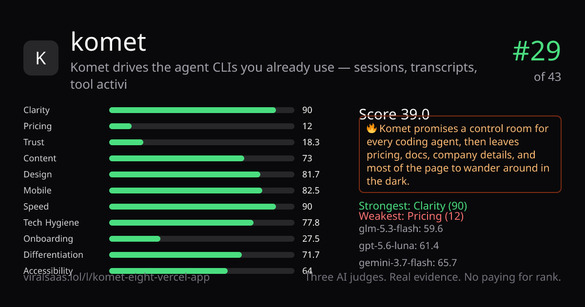 komet verdict card