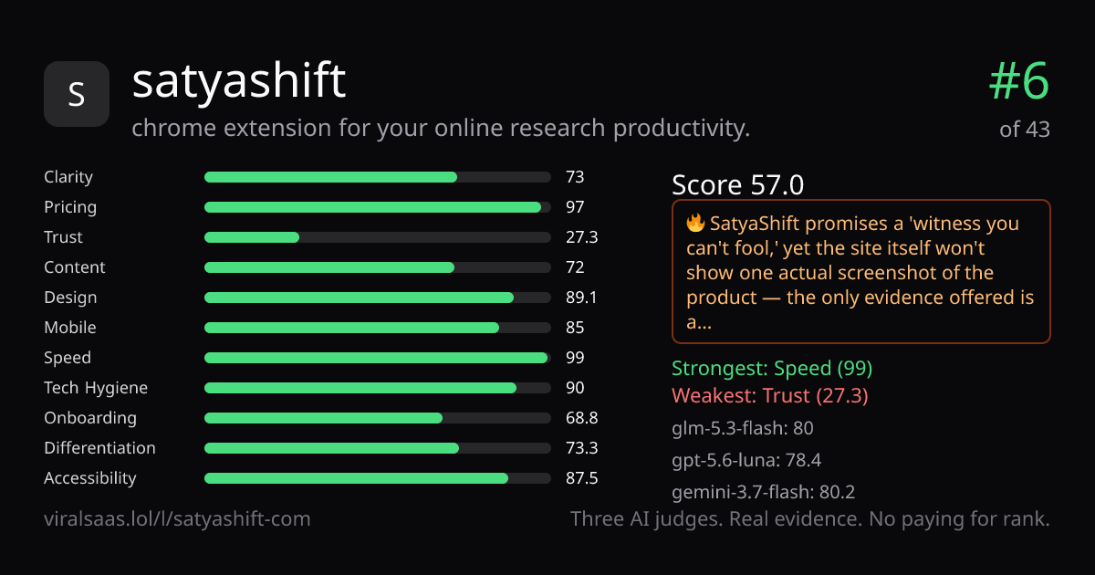 satyashift verdict card